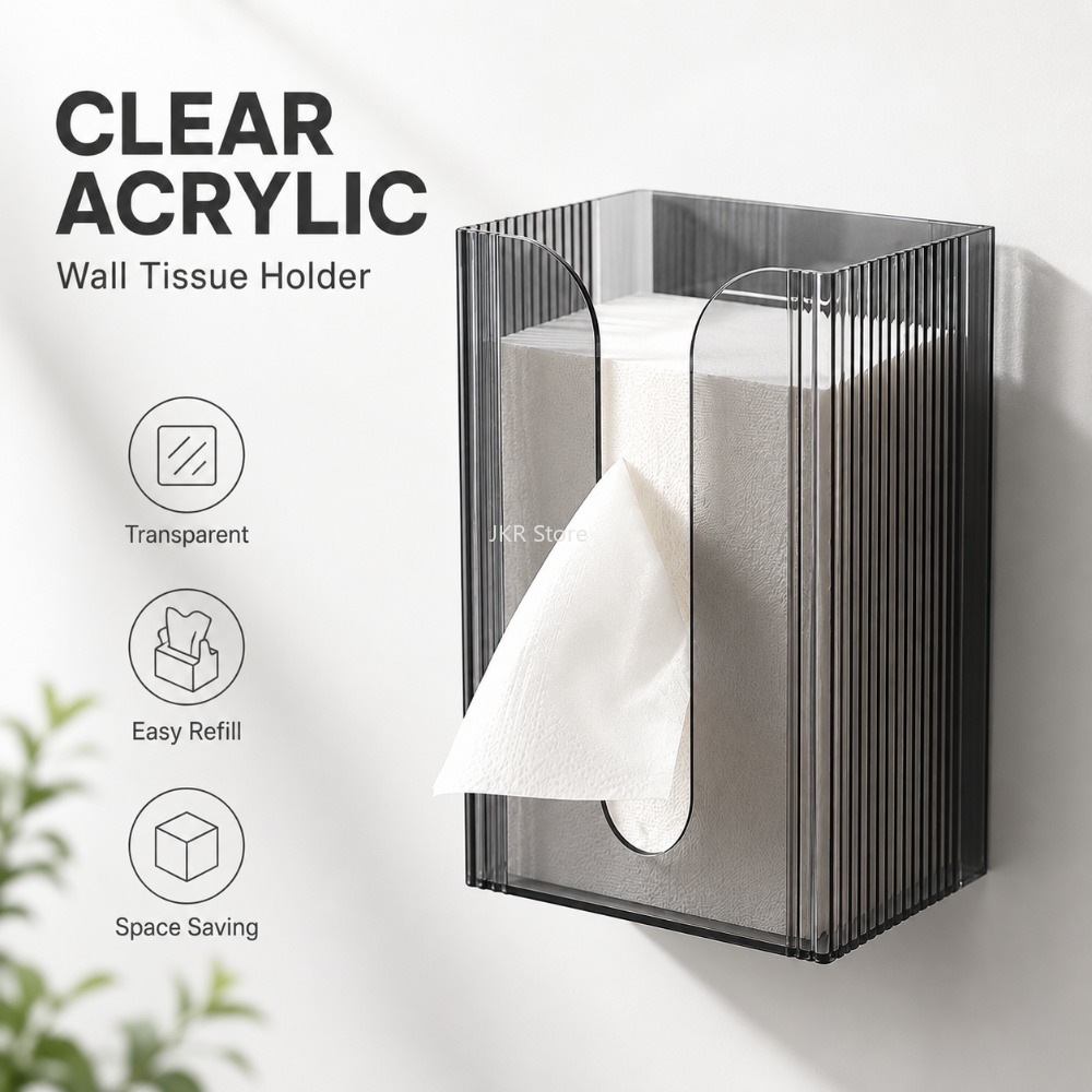 Home Bathroom Paper Towel Dispenser - Transparante Acryl Tissue Box Houder 1/2