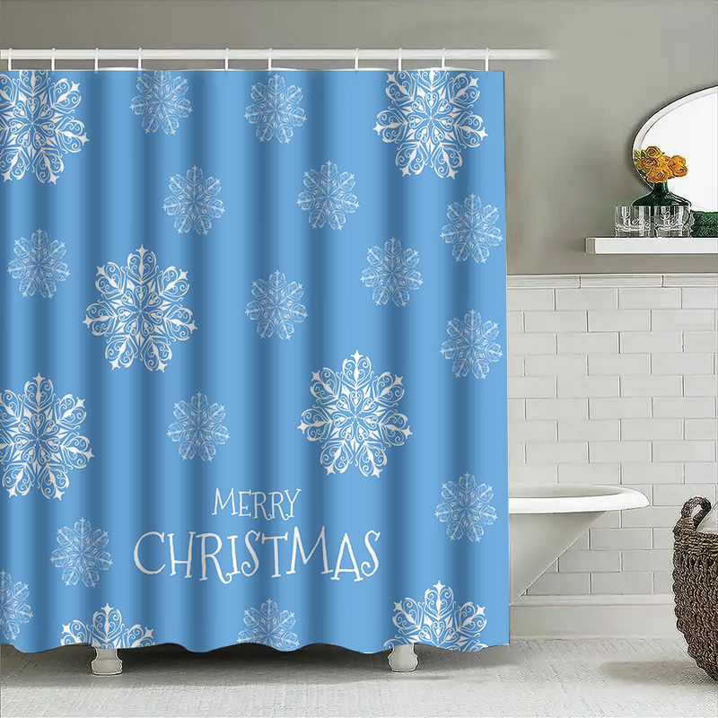 Home Decor Bathroom Ideas - Kerst Douchegordijn Sneeuwvlok Blauw Badkamer Decor