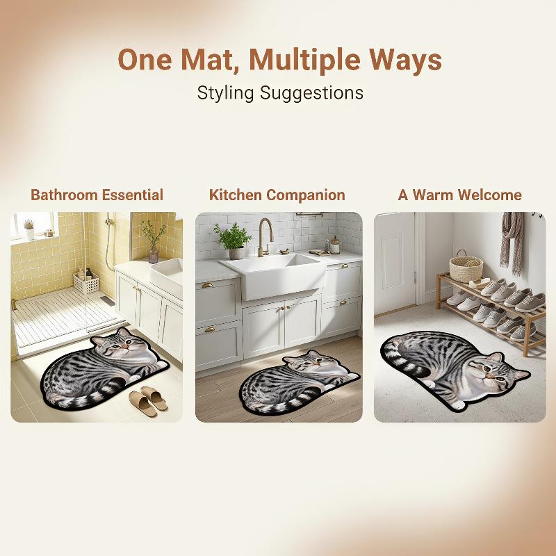 Home Decor Bathroom Ideas - Diatomeeën badmat met schattige kattenprint, antislip,