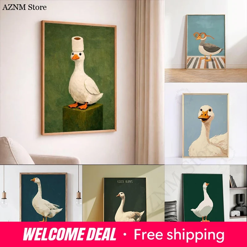 Home Decor Bathroom Ideas - Duck Goose Poster, grappige badkamermuurkunst, humoristische
