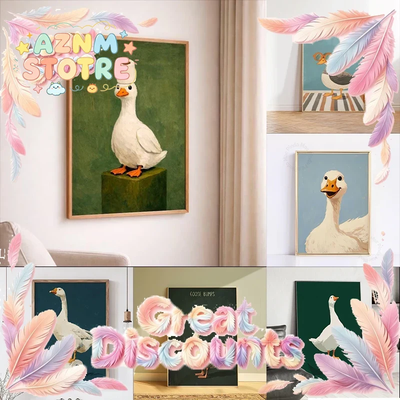 Home Decor Bathroom Ideas - Eenden-Gans-Poster, Grappige Badkamer-Wandkunst, Humoristische Dierenprint, Decoratie