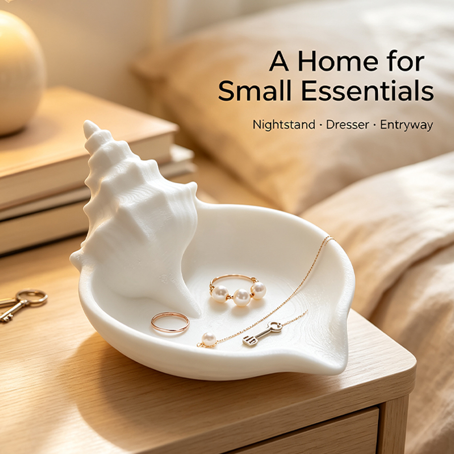 Home Essentials Bathroom Accessories - Matwitte schelpvormige sieradenschaal in Scandinavische stijl,