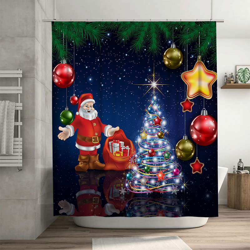 Home Decor Bathroom Ideas - TU Kerst Douchegordijn Kerstman Feestelijke Vakantie