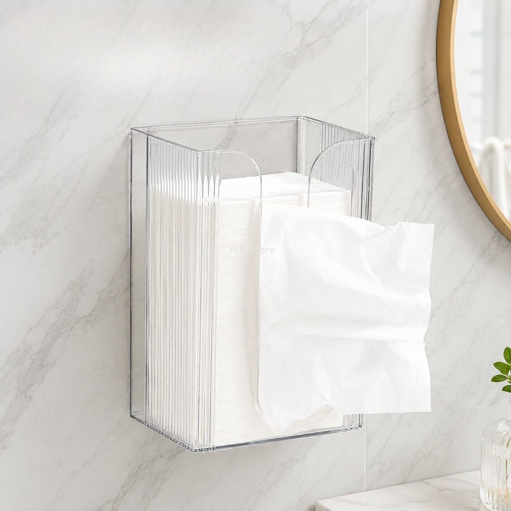 Home Bathroom Paper Towel Dispenser - Transparante wandgemonteerde tissueboxhouder 1/2 stuks acryl