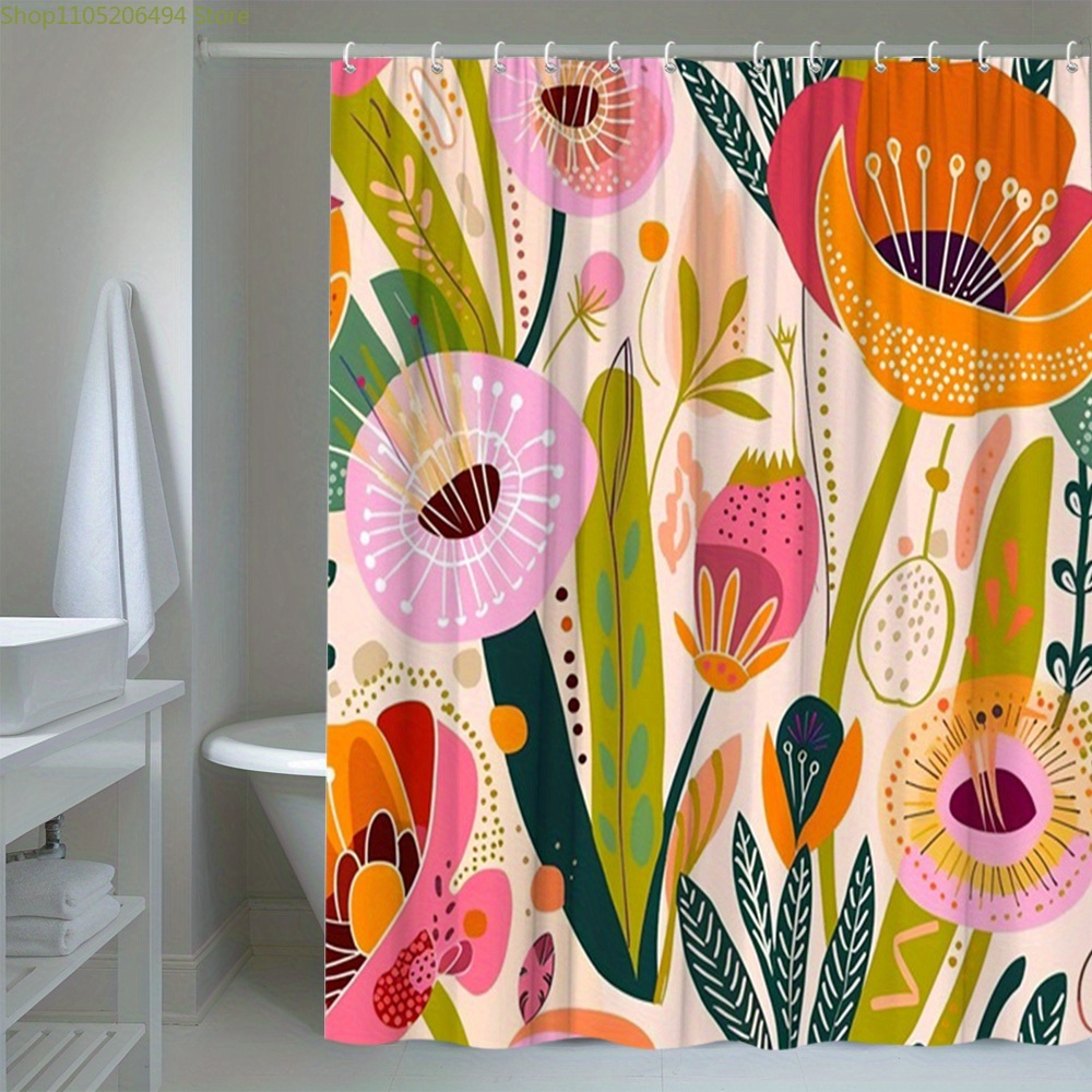 Levendig douchegordijn met blo - Home Decor Bathroom Ideas recensie en prijs