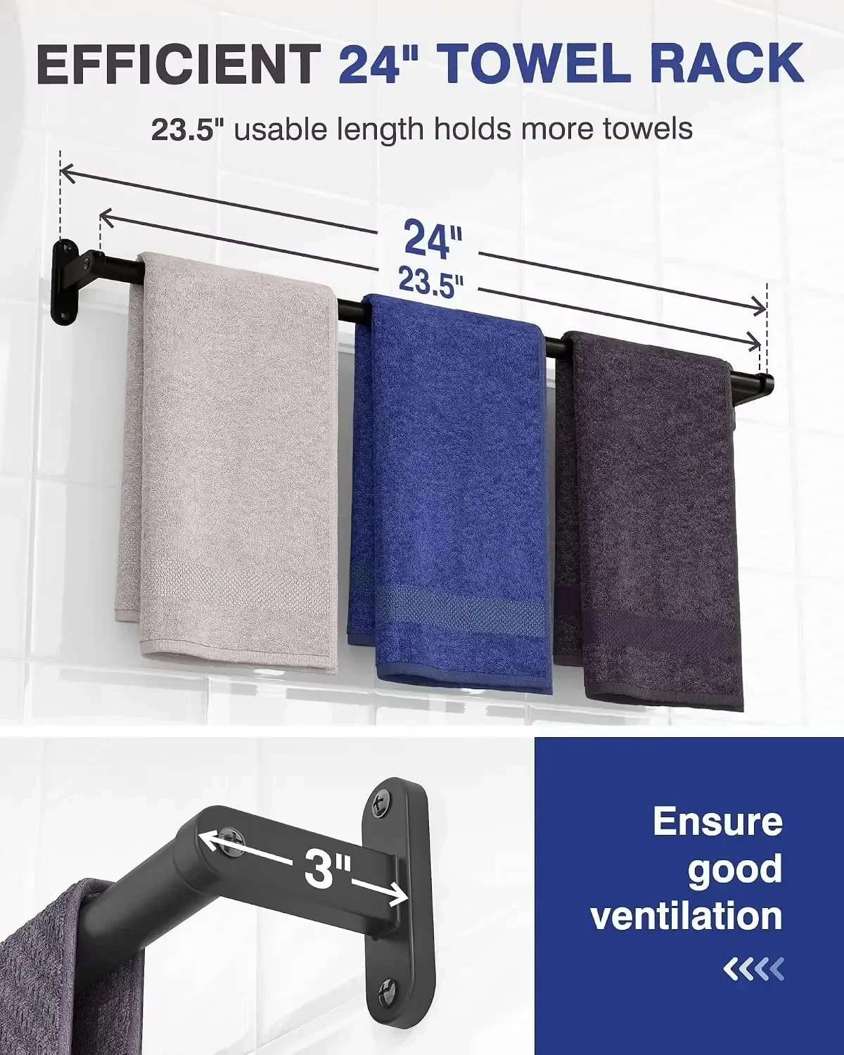 Matzwart handdoekenrek voor de - Home Essentials Bathroom Accessories recensie en prijs