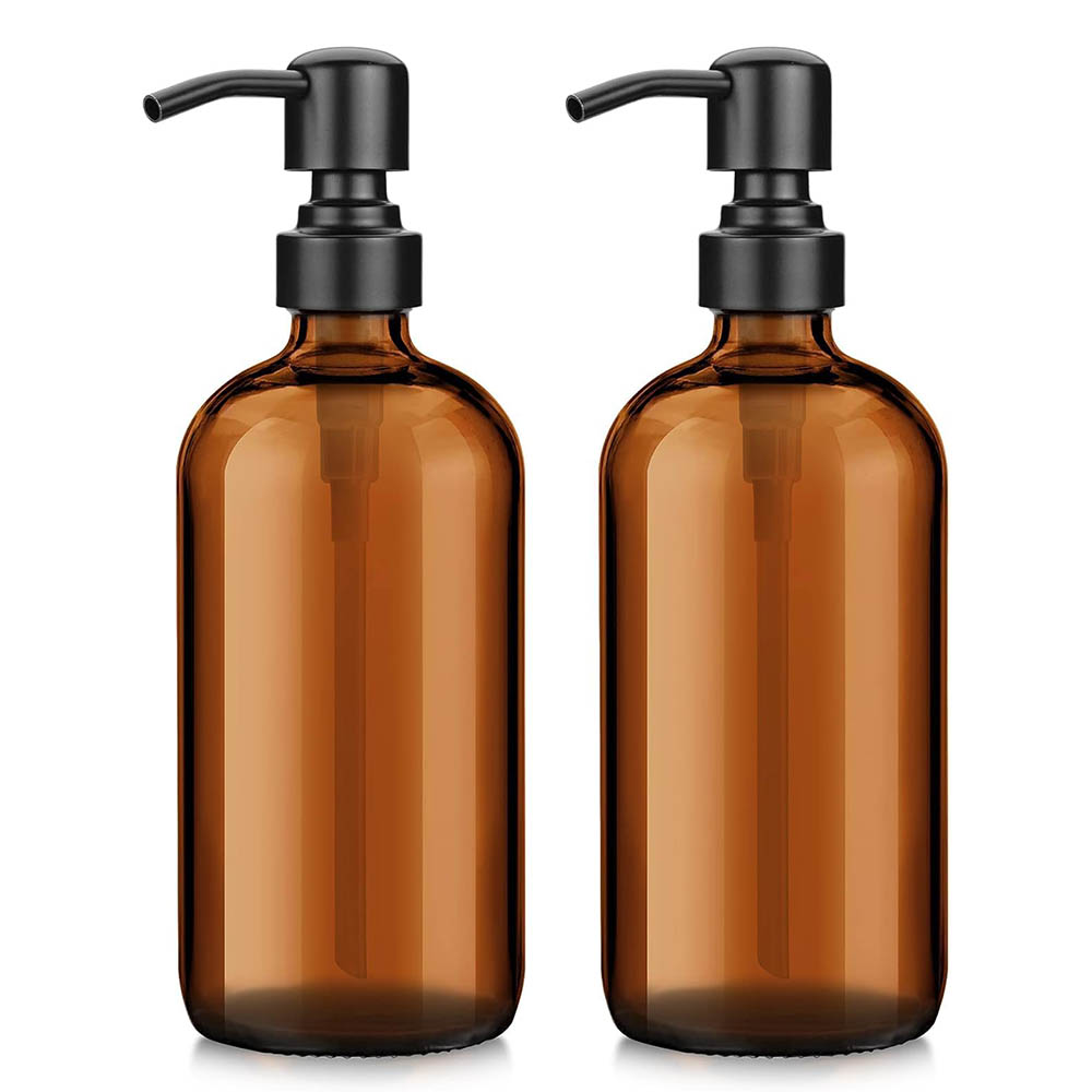 Amber glazen zeepdispenser met - Soap Dispenser Pump recensie en prijs