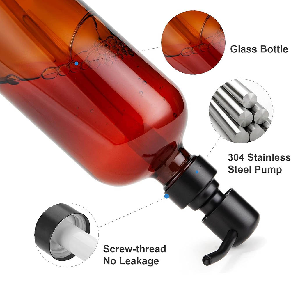 Amber glazen zeepdispenser met - Soap Dispenser Pump recensie en prijs