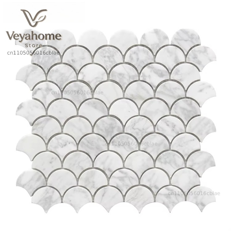 Visgraatvormige marmeren mozaï - Home Bathroom Tiles recensie en prijs