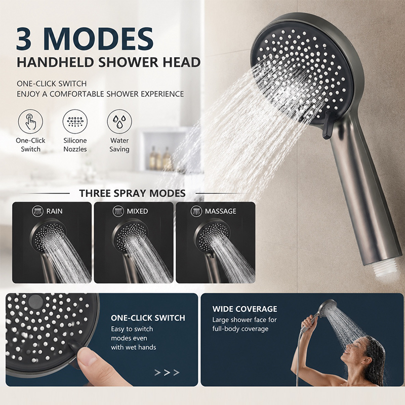 3-modi handdouche met hoge dru - Home Bathroom Spa recensie en prijs