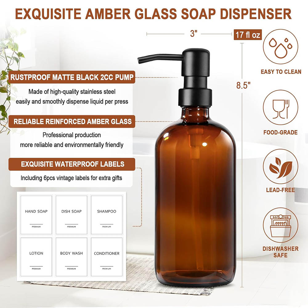 Amberkleurige glazen zeepdispe - Soap Dispenser Pump recensie en prijs