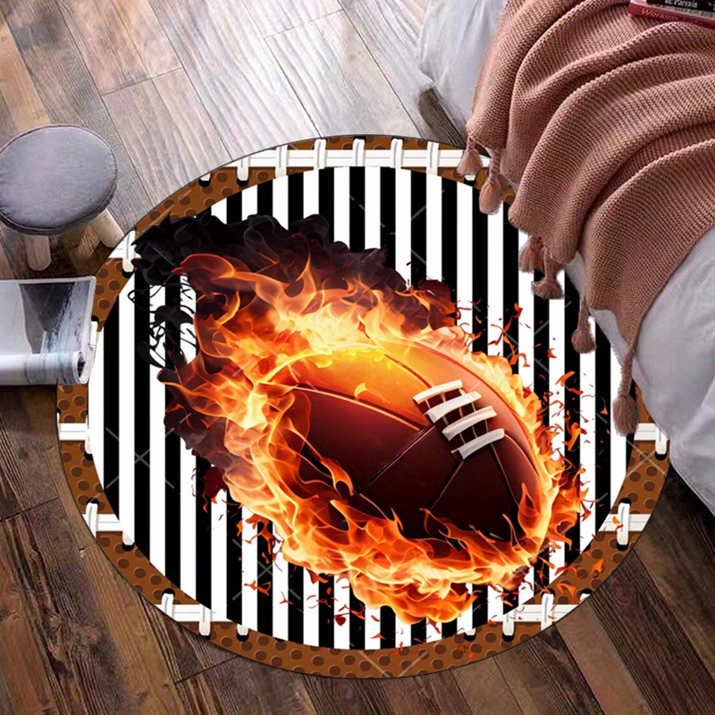 Flaming Football Rond Tapijt v - Home Decor Bathroom Ideas recensie en prijs