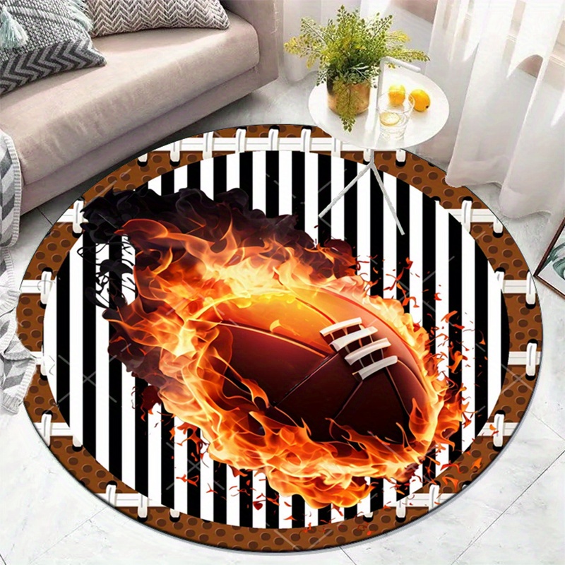 Flaming Football Rond Tapijt v - Home Decor Bathroom Ideas recensie en prijs