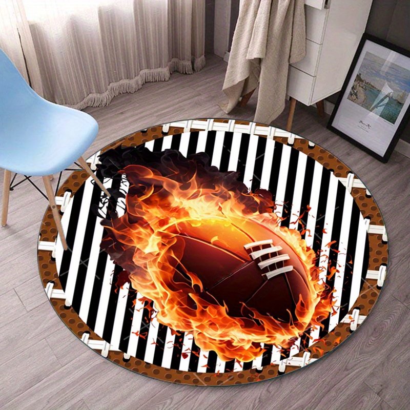Flaming Football Rond Tapijt v - Home Decor Bathroom Ideas recensie en prijs